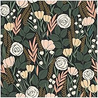 HAOKHOME 93386-5 Peel and Stick Wallpaper Floral Removable Stick on Contact Paper for Bathroom Green/Beige/Black 17.7in x 9.8ft