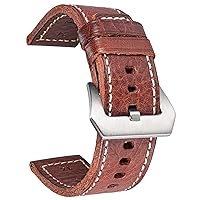 Hemsut Genuine Leather Watch Band, Retro Vintage 20 22 24 26mm Handmade Replacement Leather Watch Strap for Men and Women
