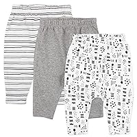 HonestBaby Multipack Harem Pants Roomy Fit Pull on Bottoms 100% Organic Cotton for Infant Baby Boys, Girls, Unisex (Legacy)