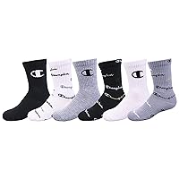 Kids' 6-Pack Crew Socks with Color and Size Options