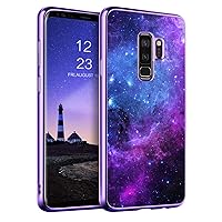 GUAGUA Compatible with Samsung Galaxy S9 Plus Case 6.2 Inch Glow in The Dark Noctilucent Luminous Space Nebula Slim Fit Cover Shockproof Protective Anti Scratch Case for Samsung S9 Plus, Blue Nebula