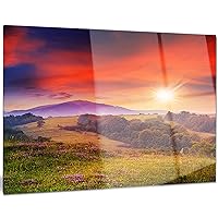 Cold Morning Fog with Red Hot Sun Landscape Photo Metal Wall Art, 20x12