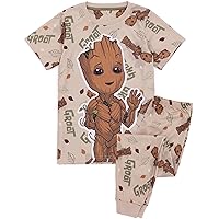 Marvel Guardians of the Galaxy Kids Pyjama Set | I am Groot Boys & Girls Short Sleeve T-Shirt with Cuffed Bottom Trousers Pjs