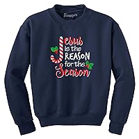 Jesus is The Reason for The Season Christmas Candy Cane Youth Boy Girl Long Sleeve T-Shirt