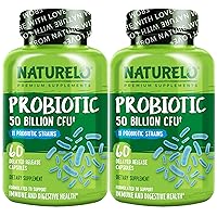 Probiotics for Digestive Health - 50 Billion CFU, 11 Strains, Daily Use Supplement - Boosts Immune System, Delayed Release, No-Fridge, 60 Vegetarian Capsules (2 Pack)