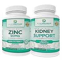 PurePremium Kidney Support Supplement with Immune Support Zinc 50mg Supplements for Men and Women - Essential Vitamins with Maximum Strength to Hepls Immune Support System - Daily Herbal Pills
