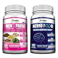 Brain Supplement with B12 Vitamin for Enhanced Memory, Energy, Focus, and Clarity + Herbal Menopause Support Complex for Relief from Hot Flashes, Night Sweats & Mood Swings