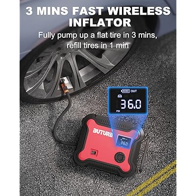 Portable Car Jump Starter with Air Compressor, BUTURE 150PSI 4500A 26800mAh  Booster Pack (All Gas/8.0L Diesel) Digital Tire Inflator, Fast Battery