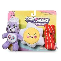 Pet Toy 3PC Set Share Bear Squeaker Plush with Crinkle Texture Eggs and Bacon | Share Bear for Dogs Squeaky Plush Toy | Collectible Care Bears Dog Toys