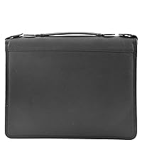 DR334 Real Leather Portfolio Case with Carry Handle Black