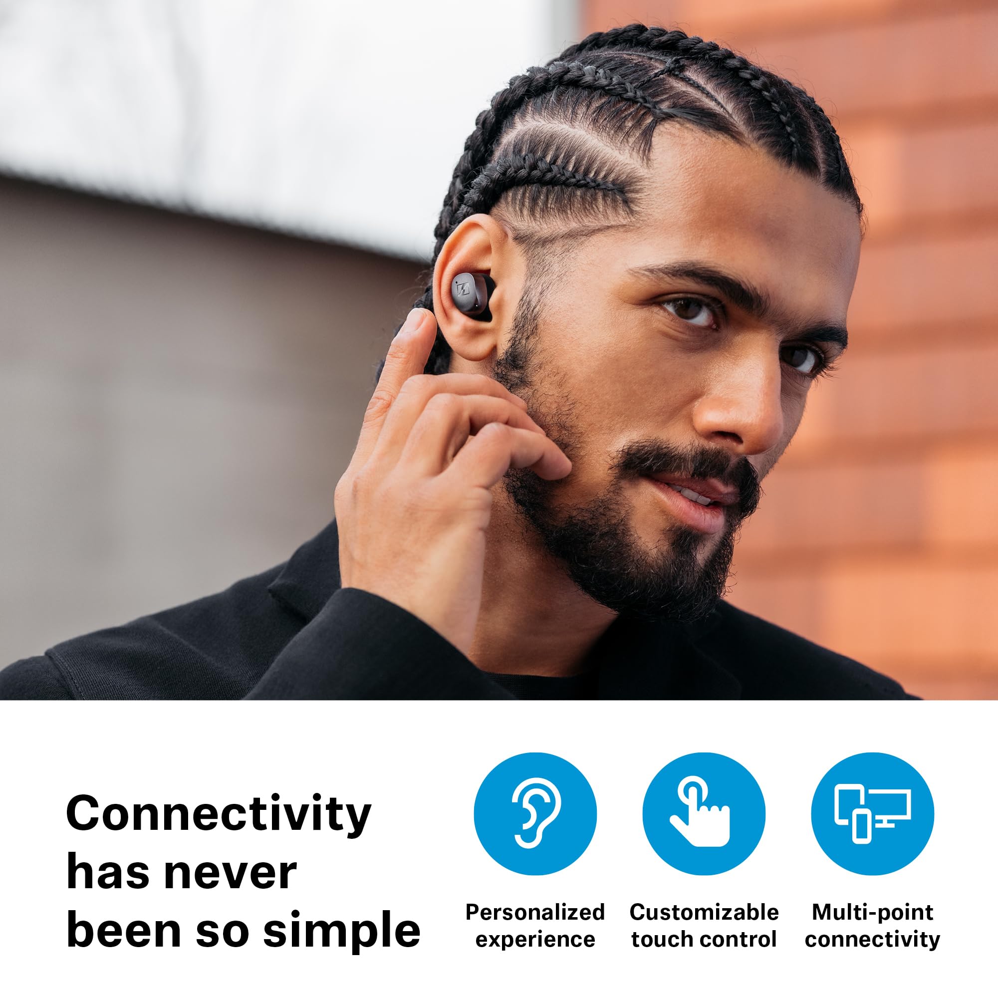Sennheiser MOMENTUM True Wireless 4 Smart Earbuds with Bluetooth 5.4, Crystal-Clear Sound, Comfortable Design, 30-Hour Battery Life, Adaptive ANC, LE Audio and Auracast - Black Graphite