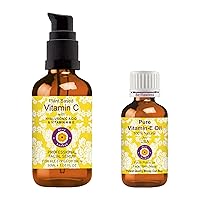 Deve Herbes Plant Based Vitamin C Face Serum with Hyaluronic Acid & Vitamin A & E for Personal Care 30ml (1 oz) with Free Pure Vitamin E Oil 10ml (0.33 oz)