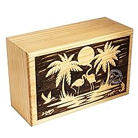 Handcrafted Horse Wooden Cremation Urns for Human Ashes Adult Large - Funeral Urn Box - Burial Urns for Columbarium (Beach Sunset, 180 Cubic Inches)