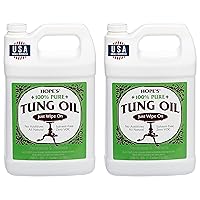 HOPE'S 100% Pure Tung Oil, Food Safe, Premium Waterproof Natural Wood Finish and Sealer for Indoor and Outdoor Projects, 128 Fl Oz, 2 Pack
