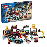 LEGO City Custom Car Garage 60389, Toy Set with 2 Customizable Cars, Mechanic Workshop and 4 Minifigures, Birthday Gift Idea for Boys and Girls Ages 6 Plus Years Old