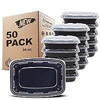 Freshware Meal Prep Containers [50 Pack] 1 Compartment with Lids, Food Storage Containers, Bento Box, BPA Free, Stackable, Microwave/Dishwasher/Freezer Safe (24 oz)