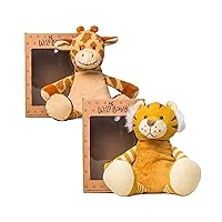 Giraffe and Tiger Stuffed Animals, Warmie for Kids, 12 Inch, Microwavable, Heatable Clay Beads, Squishmallow Plush Pal, Dried Lavender Aromatherapy, Soft & Cuddly, Kids Gifts Box Ready