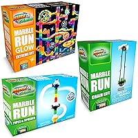 Marble Genius Bundle: Glow Extreme Set (300 Pieces), Automatic Chain Lift, Marble Run Pipes & Spheres Accessory Add-on Set, Perfect for Kids and Adults Alike
