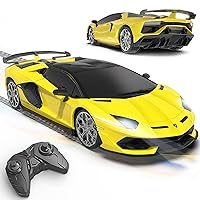 Remote Control Car for Lamborghini, Officially Licensed 1:16 Scale Lambo Hobby Rc Cars with Headlight, 2.4GHz Race Car for Boy Girl 4-12 Years Old, 12Km/h Vehicle Toy for Kids, Birthday Gift