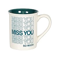 Enesco Our Name is Mud Miss You Repeating Type Coffee Mug, 16 Ounce, Teal and White