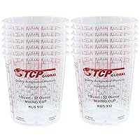 Custom Shop Pack Of 12 each 32 Ounce Paint Mix Cups with calibrated mixing ratios on side of cup