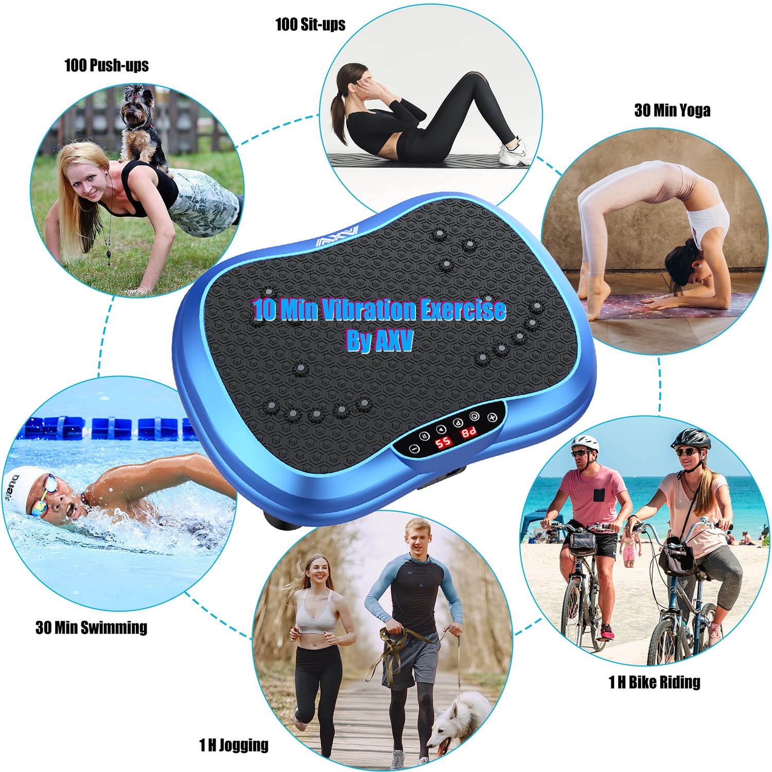 AXV Vibration Plate Exercise Machine Whole Body Workout Vibrate Fitness  Platform Lymphatic Drainage Machine for Weight Loss Shaping Toning Wellness  Home Gyms Workout for Women Men 