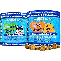 Calming Chews for Dogs + Glucosamine for Dogs Hip and Joint Supplement, Vet Developed, Made in The USA, Natural Ingredients