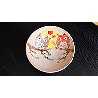 pottery bowls, handmade bowls, hand painted, owl bowls, baby bowls, soup bowls, salad bowls, snack bowl, cereal bowl, noodle bowl