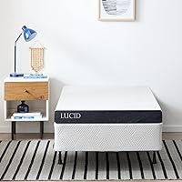 Lucid 6 Inch Memory Foam Bamboo Charcoal Infused Mattress and High-Profile 9 Inch Steel Foldable Full Box Spring Foundation with Center Support Bolts