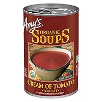 Amy’s Soup, Cream of Tomato Soup, Gluten Free and Low Fat, Made With Sun-Ripened Tomatoes, Canned Soup, 14.5 Oz