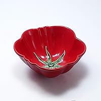 pbr-2238t Bordaro Pinheiro Tomato Salad Bowl, 6.3 inches (16 cm), Medium Bowl, Red Dish, Made in Portugal, Lisbon, Ceramic, Dishwasher, Microwave Safe, Handmade Tableware, Gift, Present