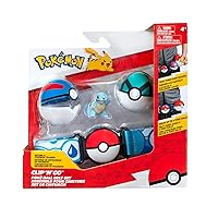 Pokémon PKW3161 Set-2-Inch Squirtle Battle Figure with Clip ‘N’ Go Plus Net Ball Accessories, Schiggy Belt Set