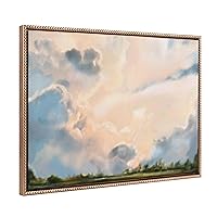 Kate and Laurel Sylvie Beaded Clouds Vintage Framed Canvas Wall Art by Mary Sparrow, 23x33 Gold, Modern Nature Landscape Art for Wall