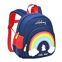 Toddler Backpack for Boys Girls,Rainbow backpacak for School & Travel,Mini backpack for Kids,kindergarten backpack for girls,Plain Toddler Backpack Boy Girl(Dark blue)