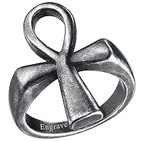 FaithHeart Egypt Jewelry Eye of Horus Rings for Men Women, Stainless Steel/18K Gold Plated, Personalized Customizable