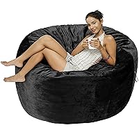 Amazon Basics Memory Foam Filled Bean Bag Chair with Microfiber Cover, 5 ft, Black, Solid