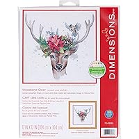 Dimensions Counted Kit, Woodland Deer Christmas Cross Stitch, 12'' x 12''