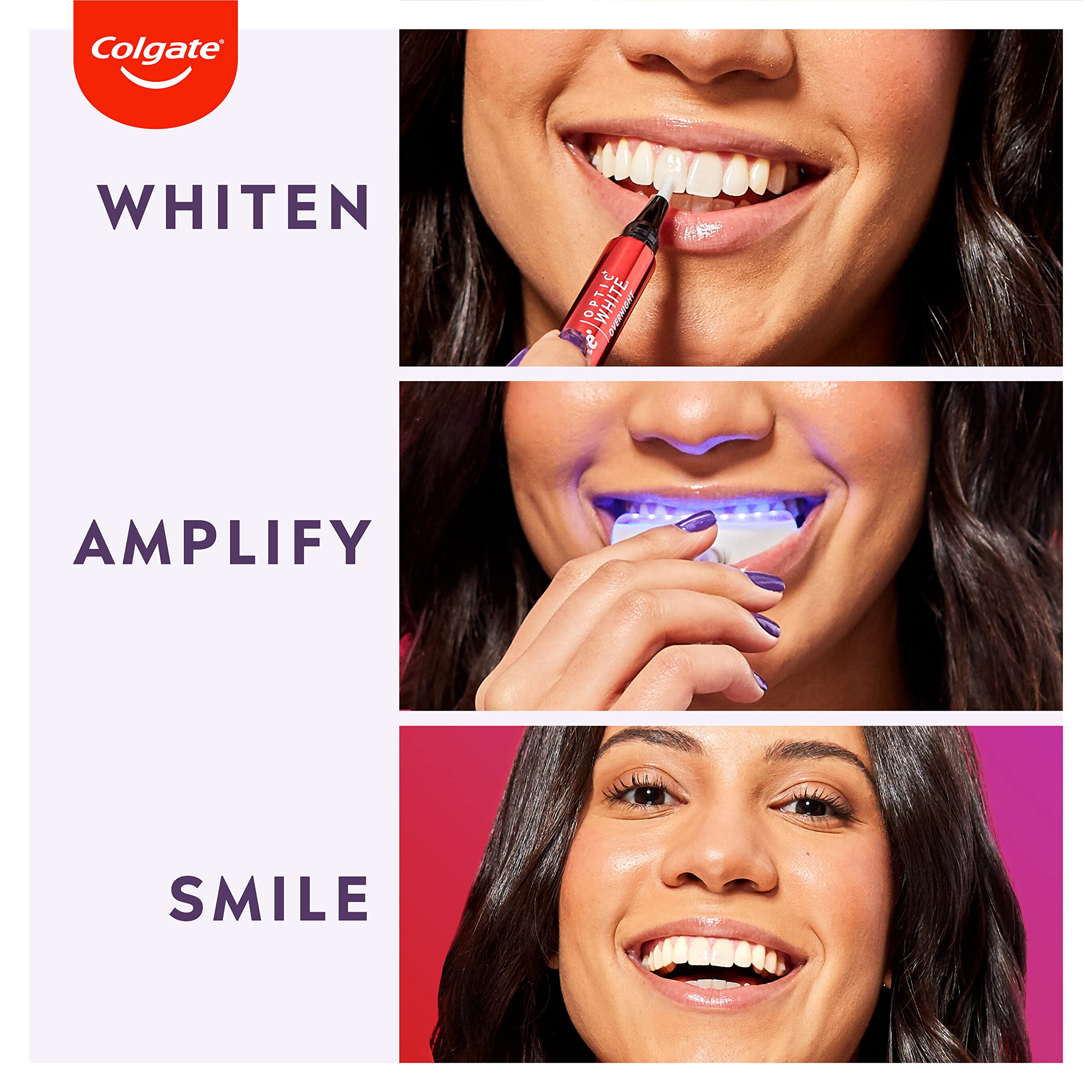 Colgate Optic White ComfortFit Teeth Whitening Kit with LED Light and Whitening Pen, LED Teeth Whitening Kit, Enamel Safe, Works with iPhone and Android
