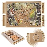 1500 Pieces Wooden Puzzle Board, Puzzle Table with 4 Drawers, 36