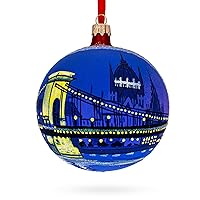 The Széchenyi Chain Bridge, Budapest, Hungary Glass Ball Christmas Ornament 4 Inches