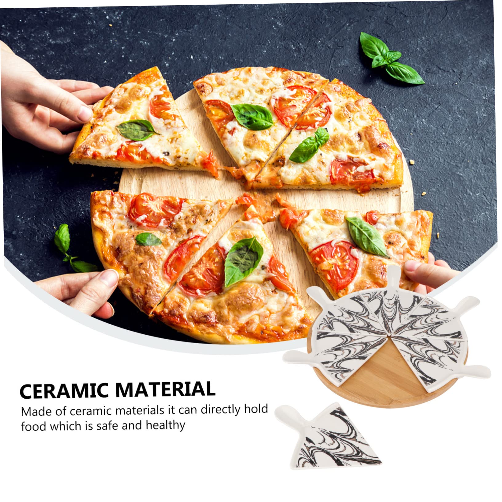 BESTOYARD Set Ceramic Pizza Pan Fruit Serving Plate Pizza Dish Divided Serving Dish Ceramic Pizza Plate Compartment Appetizer Tray Sectional Plate Cake Plates Nut Tray Triangle Pie Ceramics