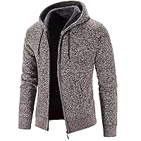 Mens Hooded Knit Sweater Full Zip Fleece Lined Cardigan Sweaters Regular Fit Hoodie Sweater Man Sweater Jacket