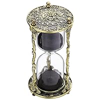 SuLiao Hourglass Sand Timer 60 Minute:Mandala Rose & Crystal Diamond Engraving Brass Sand Clock,Metal White Sand Watch,Antique Reloj De Arena,Unique 1 Hour Glass Sandglass for Gift Office Desk Decor