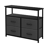 AZL1 Life Concept Dresser with Shelves-Storage Chest for Bedroom, Living Room, Hallway, Closet Organizer with Sturdy Steel Frame, Wooden Shelf, Removable Fabric Drawers, Dark Grey