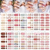 14 Sheets Nail Stickers Full Nail Wraps Floral Nail Polish Strips Stickers with Nail File Glitter Nail Polish Decals Self Adhesive Nail Design Flowers Leaf Nail Strips Stickers for Women Manicure Tips