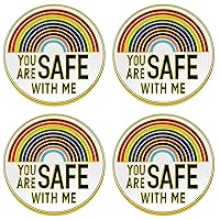 You Are Safe With Me,Enamel Lapel Pin,Rainbow Pride Pin,Nurse Doctor Student Brooch Pin,Badge Pin for Shirt Backpack, Rainbow,Purple