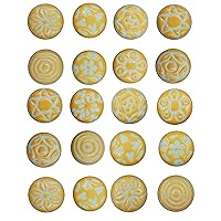 Set of 20 Yellow Decorative Pull Knobs for Door, Drawer, Cabinet, Wardrobe, Cupboard