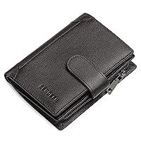 SENDEFN Men's Wallet Genuine Leather Wallets for Men RFID Blocking Card Holder with Zipper Coin Purse