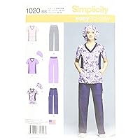 Simplicity Creative Patterns US1020BB Easy To Sew Scrubs Sewing Pattern For Women, Size BB (20W-28W)