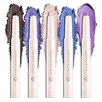 Eyeshadow Sticks Set, Matte Shimmer Eye Shadow Pencils Highlighter Eyebrow 5PCS Waterproof Multi-Stick, Blendable Cream Quick Makeup(Purple)